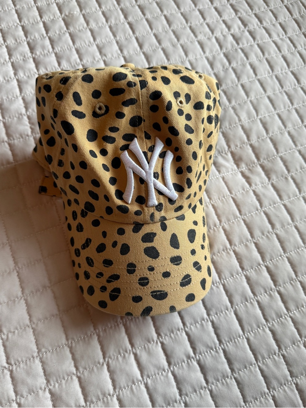 New York Yankees Leopard Print Cap in Mustard